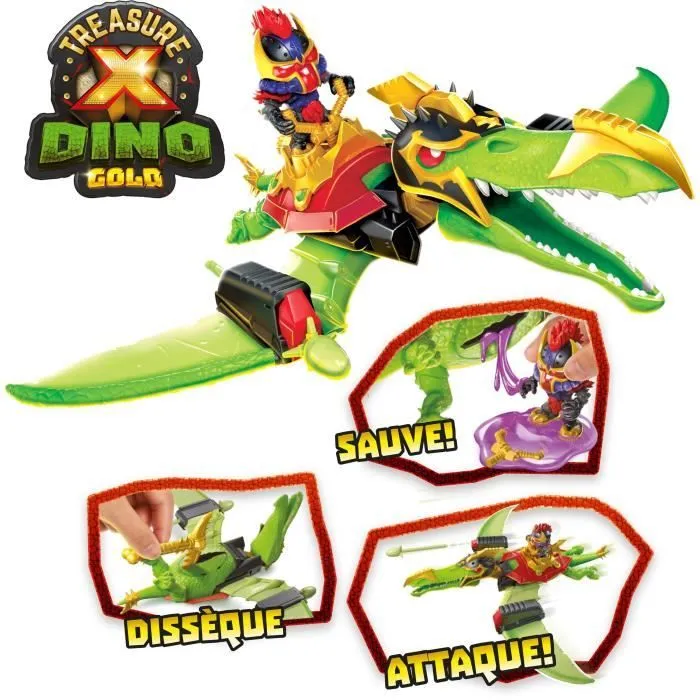 Playset Ptérodactyle - MOOSE TOYS - Trésor X - Dinosaure de combat - Figurine 23 cm-1