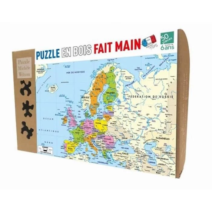 Puzzle en bois - PUZZLE MICHELE WILSON - Carte d'Europe - 50 pièces - Voyage et cartes - Enfant-2