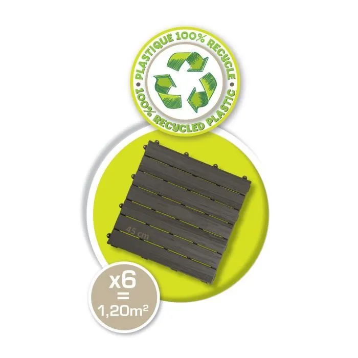 Smoby - Set de 6 dalles - Plancher de Maison - 45x45cm - Effet texturé bois - Anti-UV - Plaqtique 100% recyclé et recyclable-4