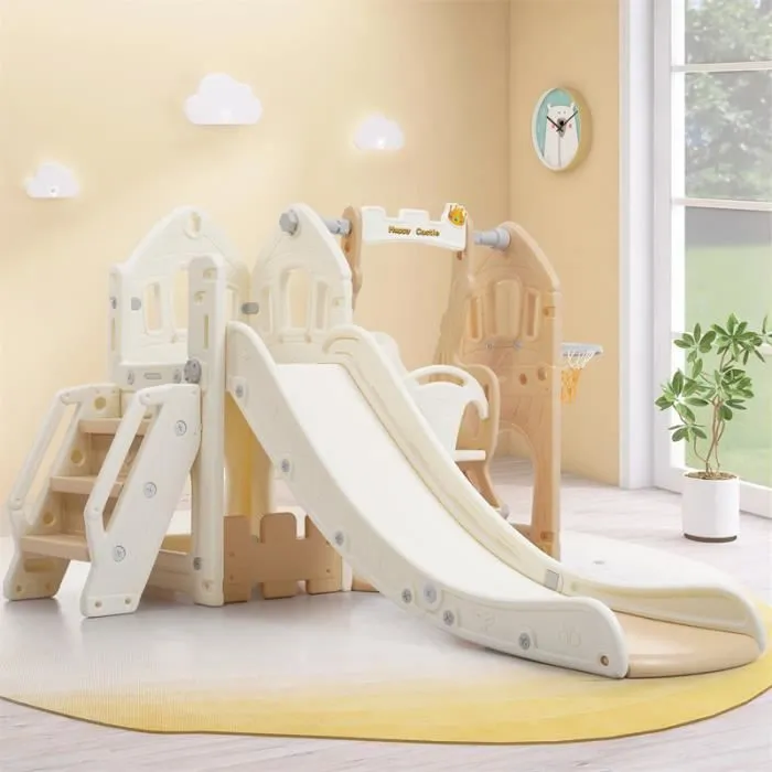 Toboggan 5 en 1 - DREAMMESPACE - Rose antique - Extérieur - 184x179x103 cm - Sécurisé-0