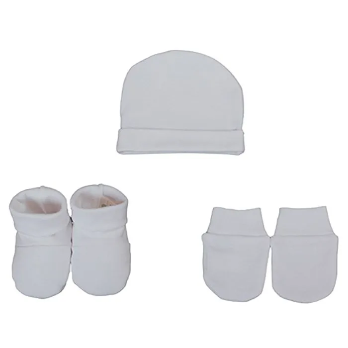 Set bonnet + moufles + chaussons jersey Coton bio Bleu - Éveil et Nature-0