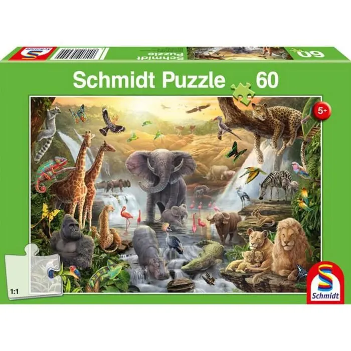 Puzzle 60 pièces : Animaux en Afrique-1