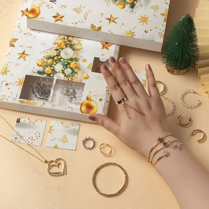 Calendrier de l'Avent Bijoux 2024, Calendrier Avent Bijoux Ado Fille Femme 24 Trésors Scintillants, Bijoux et Parures,Bracelets-1