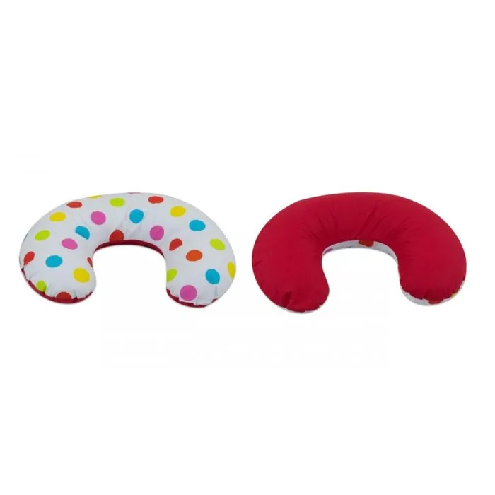 Coussin appui-tête - Boules couleurs de printemps - Fond rouge - Coton-0