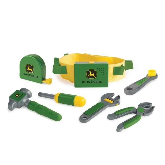 Ceinture porte-outils John Deere Deluxe - TOMY - 7 pièces - Vert-0