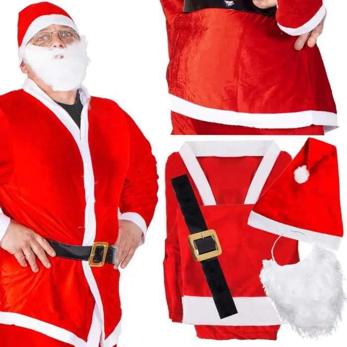 Costume de Père Noël - SPRINGOS - 5 pièces - Doux - Rouge - Mixte-3