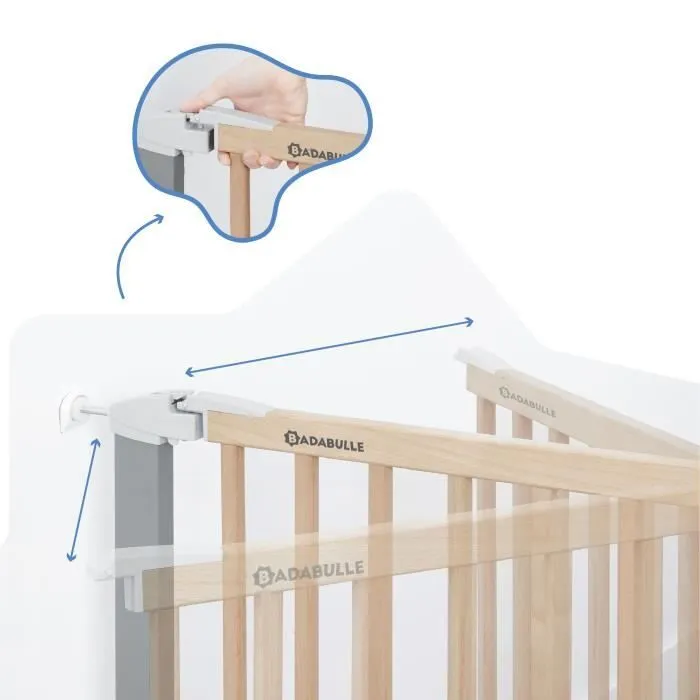 Barrière de Sécurité Enfant Safe & Lock Bois-Métal - BADABULLE - Ouverture Portillon - Fixation Pression-2