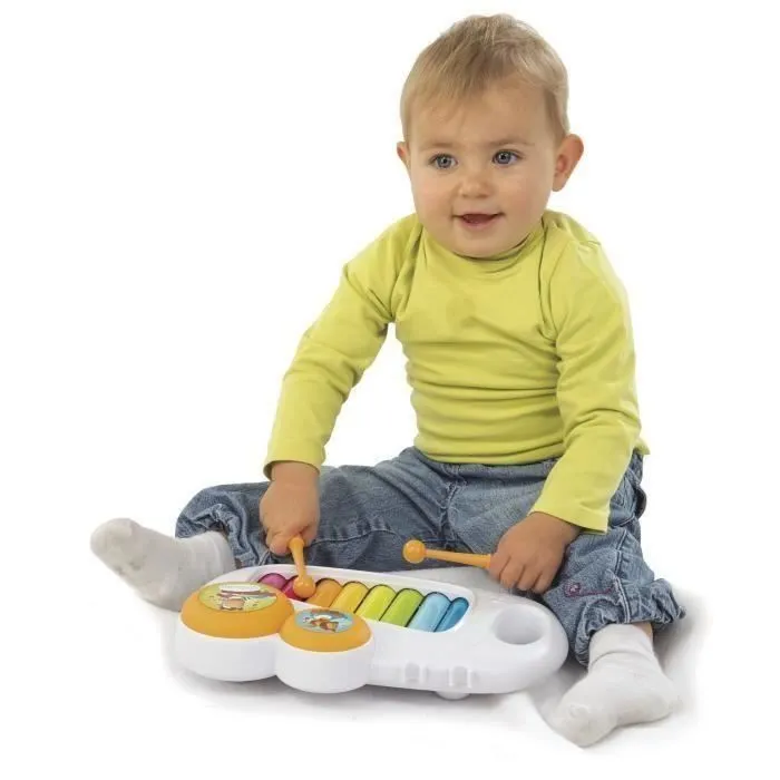 Xylophone en métal SMOBY Cotoons + 2 tambourins - Pour bébé à partir de 12 mois - Mixte-1