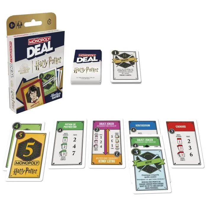 Monopoly Deal Harry Potter, Jeu de cartes rapide 15 min, Hasbro Games, Dès 8 ans-1