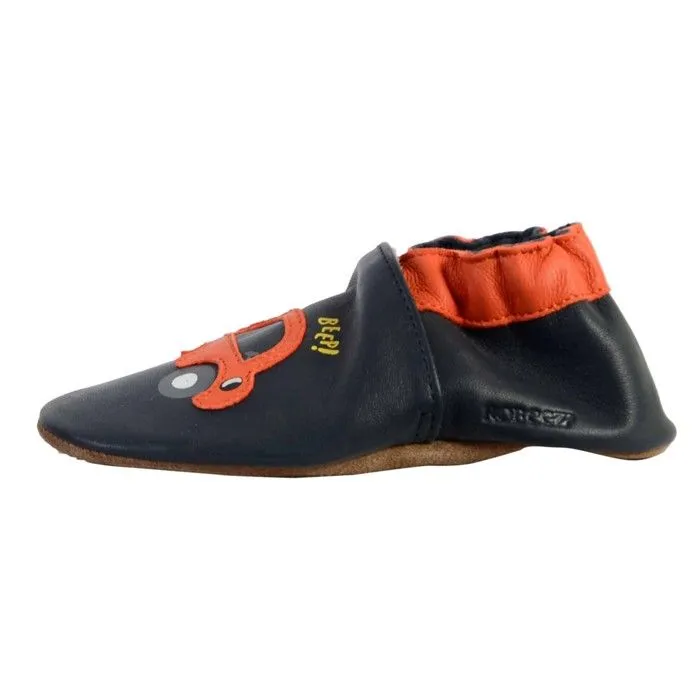 Chaussons enfant - Robeez - Beep Beep - Marine foncé/orange - Confort exceptionnel-0