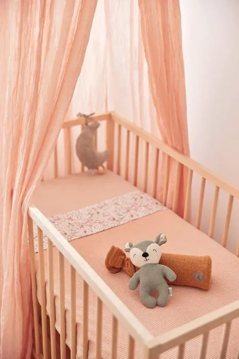 Ciel de lit bebe Jollein - 002-005-00090 - Moustiquaire Vintage, 245 cm Hauteur, Rose Pale-2