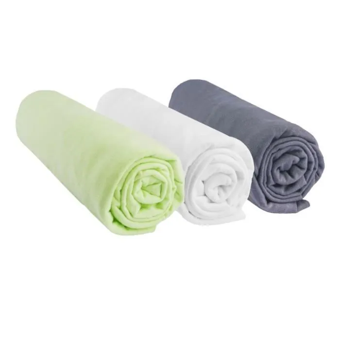 Drap housse 60x120 Coton Anis, Blanc, Gris (Lot de 3)-0