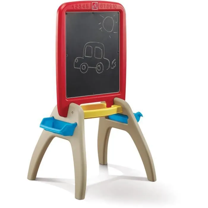 Step2 Easel For Two Tableau d'écriture pour enfants | Tableau magnétique pour enfants avec un kit d'accessoires de 94 pièces-1