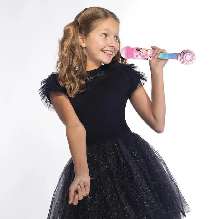 Microphone Barbie avec tube lumineux, enceinte (entrée auxiliaire), mélodies et effets sonores-3