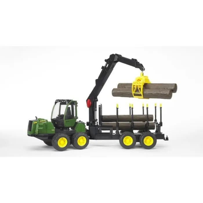 BRUDER - 2133 - Porteur forestier JOHN DEERE 1210E avec chargeur, remorque forestière et rondins de bois - Echelle 1:16-2