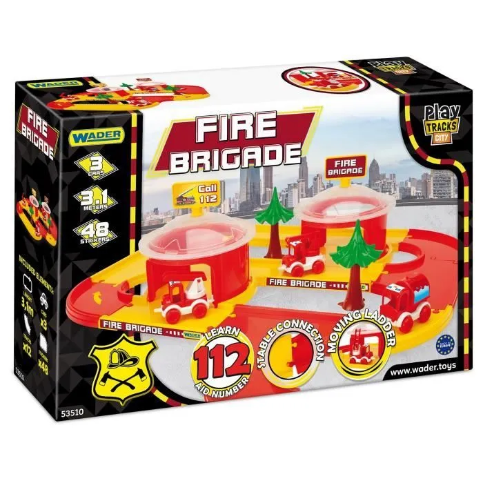 Wader 53510 Play Tracks Ensemble de pompiers de la ville Série Kid Cars-1