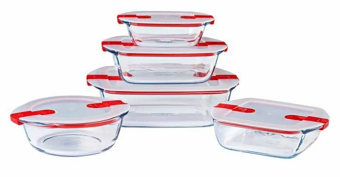 Pyrex (R) - Cook - Heat - Lot de 5 plats en verre avec couvercles hermetiques, special micro-ondes - Sans BPA-0