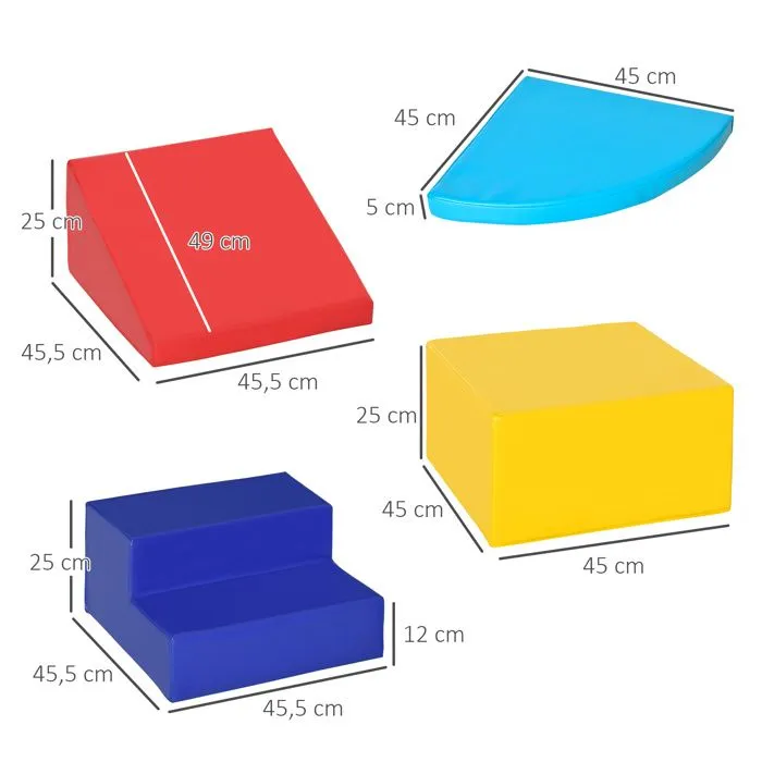HOMCOM - Blocs de construction en mousse - PU - 45x45x25cm - Jaune, Bleu clair, Bleu foncé, Rouge-3