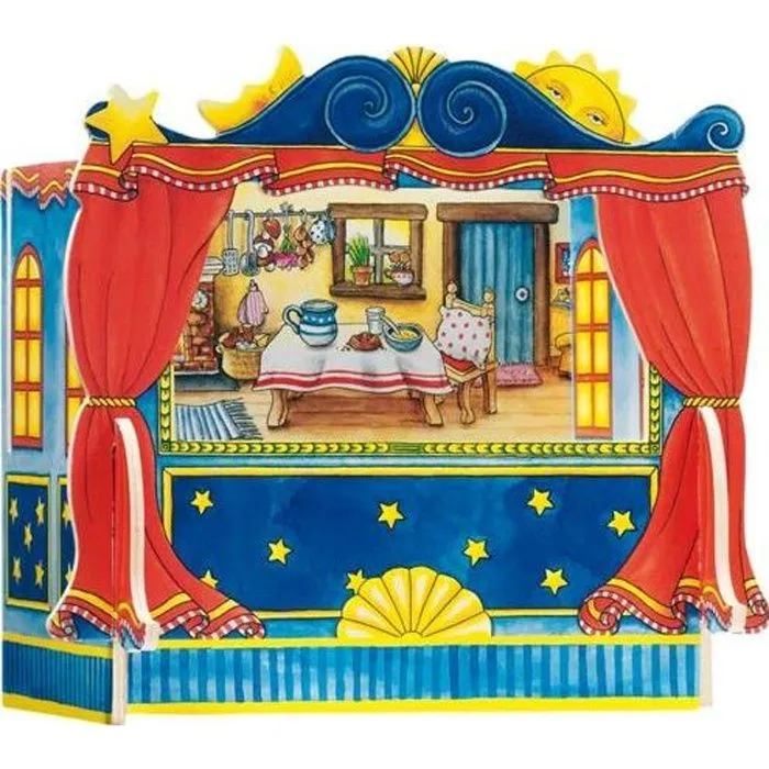 Théâtre de marionnettes à doigts - GOKI - 5 décors - Bleu - Enfant - A partir de 3 ans-0