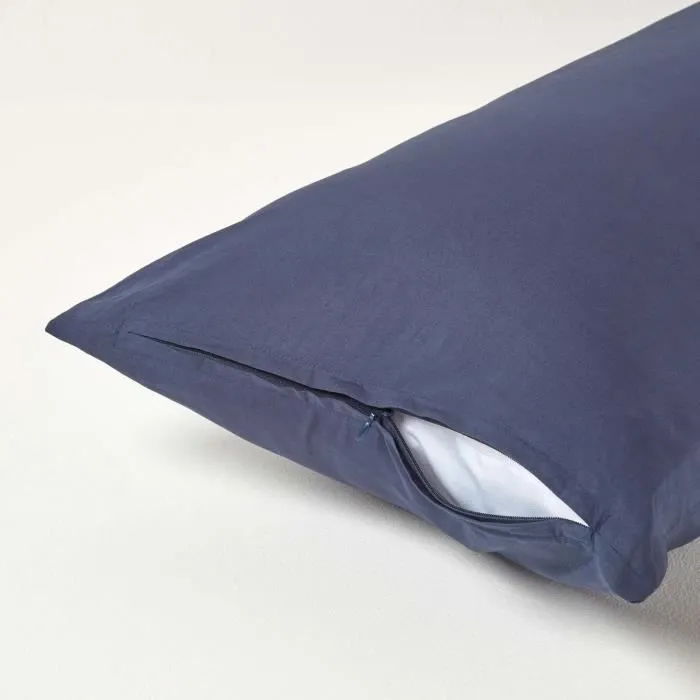 Taie d'oreiller - Homescapes - 40 x 80 cm - 100% coton égyptien - 200 fils - Bleu marine-2