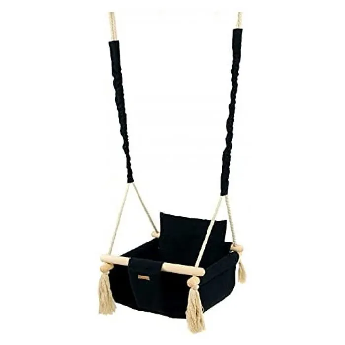 Balançoire bascule confortable pour enfants en bois coton terrasse jardin maison 1-0