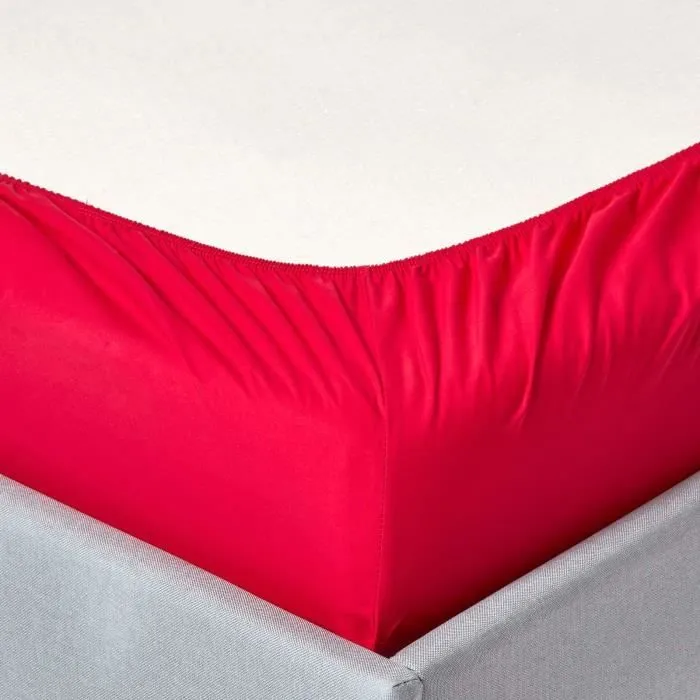 Lot de 2 Draps housse lit bébé en coton égyptien 200 fils Rouge, 60 x 120 cm-3