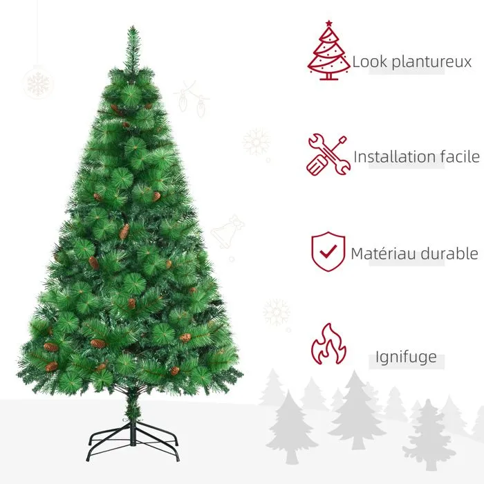 HOMCOM - Sapin de Noël - PE - 116x116x180cm - Vert-4