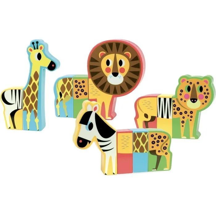 Coffret de 4 animaux aimantés à recomposer - VILAC - Rigol'Animo Savane - Enfant - Mixte - A partir de 2 ans-2