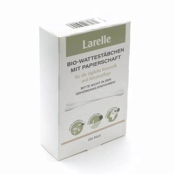 Larelle - 488 - Cotons-tiges bio 100% coton avec tige en papier, issu de l'agriculture ecologique, vegetalien et equitable.-0