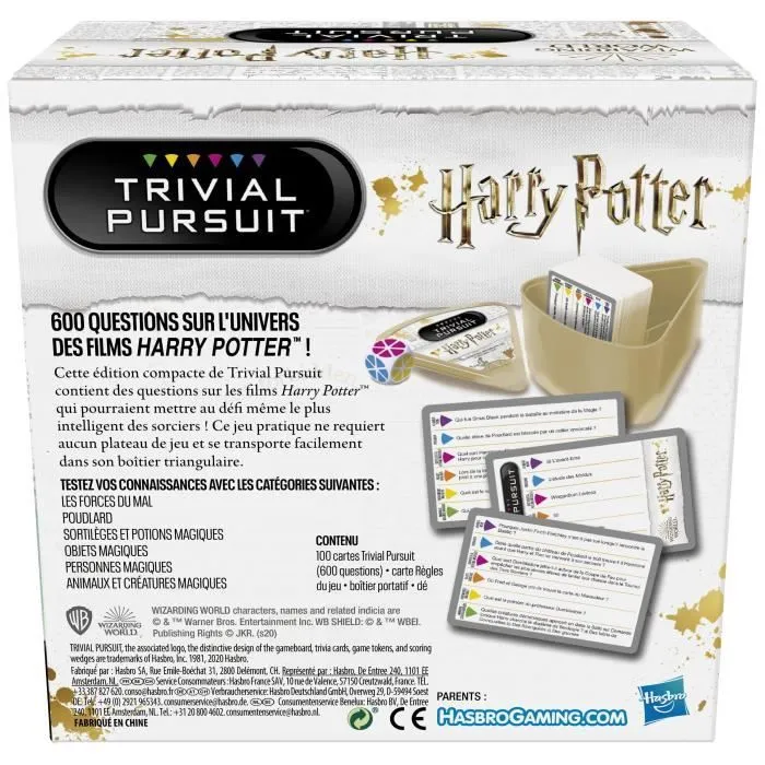 Trivial Pursuit Harry Potter, Jeu de société de questions-réponses compact, 600 questions, Hasbro Gaming, Wizarding World, Dès 8 ans-3