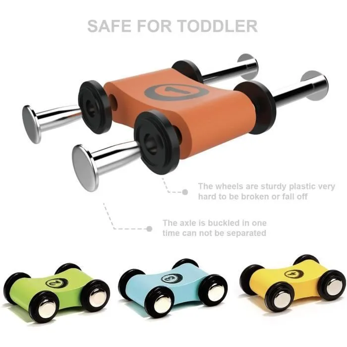 NetBoat Jouet Garçon 2 Ans,Cadeau Jouet Voiture pour Enfant 1 an 2 Ans, Jeux Rampe de Course en Bois pour 12 18 Mois-1