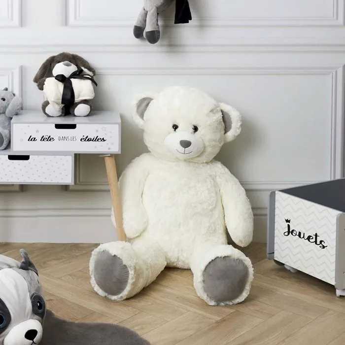 Peluche ours - JARDINDECO - 90 cm - Polyester - Blanc - Gamme Plush-1