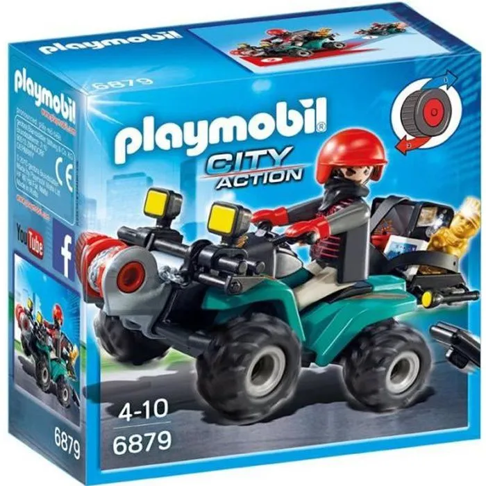 PLAYMOBIL 6879 - City Action - Quad avec Treuil et Bandit-0