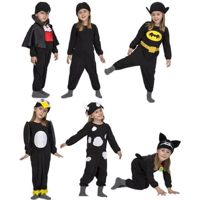 Déguisement Mixte Batman Noir 6 en 1 pour Enfant et Bébé-0