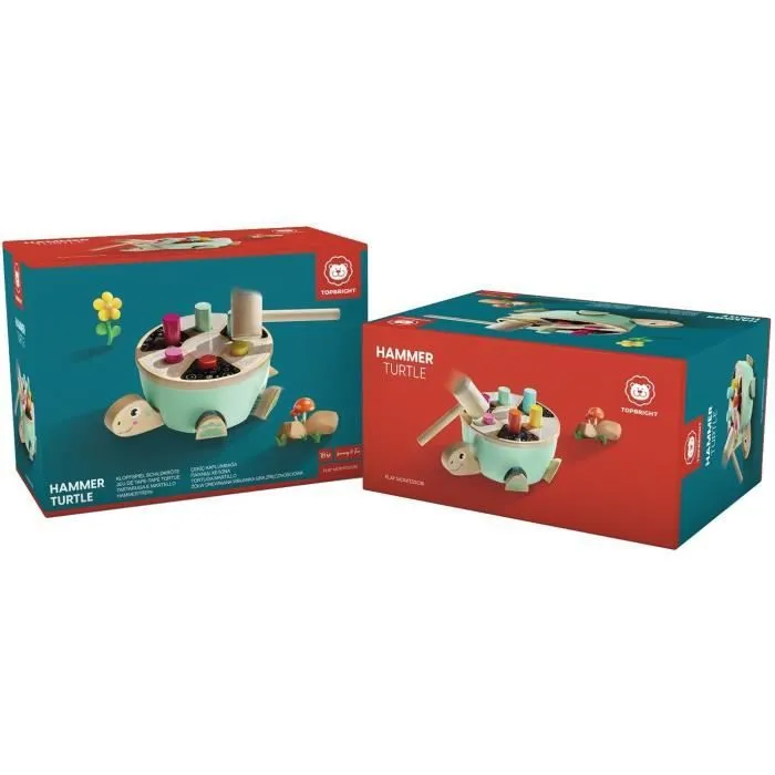 Jeu de Tape-Tape Tortue - TOP BRIGHT - Bâtons Colorés - Marteau en Bois - Pattes - Tête - Queue-1