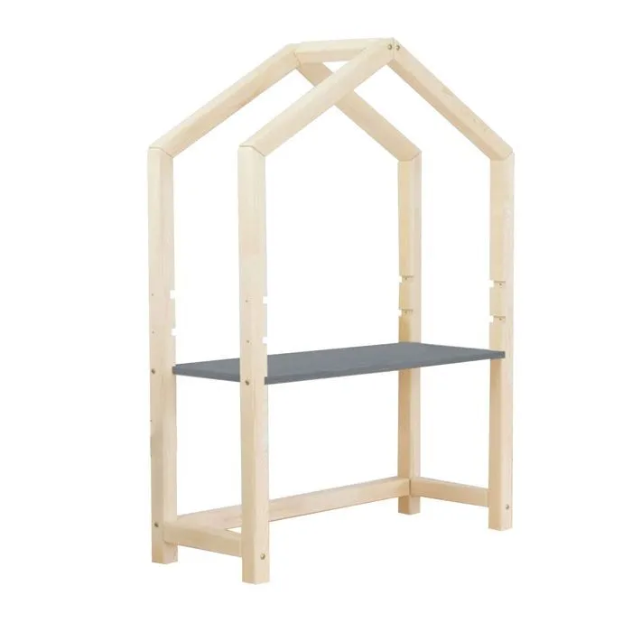 Bureau enfant cabane STOLLY naturel et gris-0