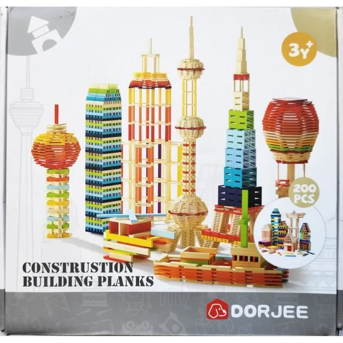 Planchettes de construction en bois - Dorjee - DT26012 - A partir de 3 ans - Couleurs vives-3