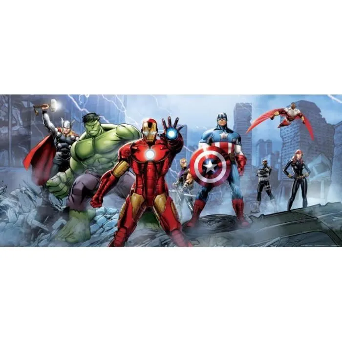 Poster géant équipe Avengers Marvel - Marvel - Pour les enfants - Rectangulaire - Bleu - H 90 x L 202 cm-1