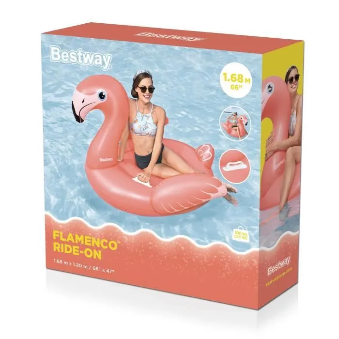 Bouée à chevaucher - Bestway - Flamant rose - 168 x 120 cm-5