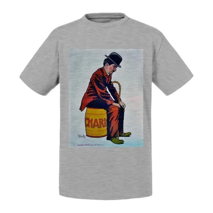 T-shirt Enfant Gris Charlie Chaplin Vintage Dessin Retro Affiches-0