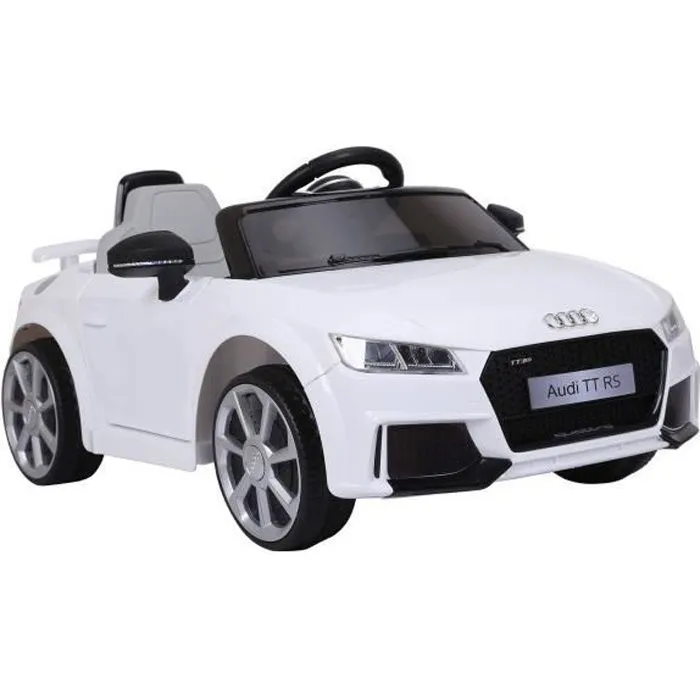 Audi TT RS Voiture Electrique (2 x 25W) pour Enfant Blanc, 103 x 62 x 44 cm - Marche avant et arrière, Phares fonctionnels, Musique,-0