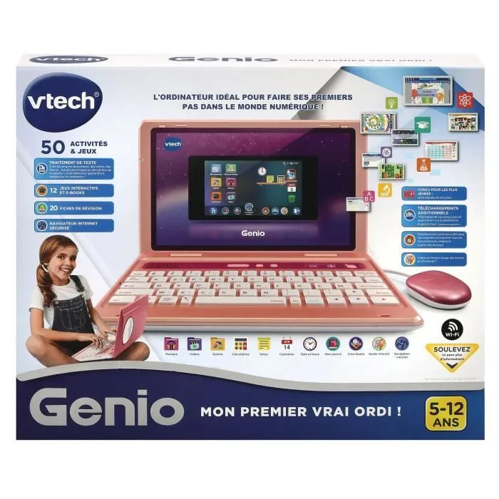 Ordinateur pour enfant VTECH Genio - Clavier AZERTY, souris, écran 5’’, mémoire 8GB - Rose-2