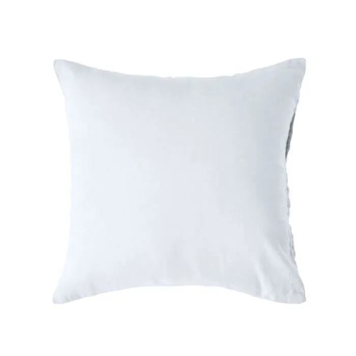 Taie d'oreiller en lin lavé - HOMESCAPES - Blanc - Carré - 80 x 80 cm-0