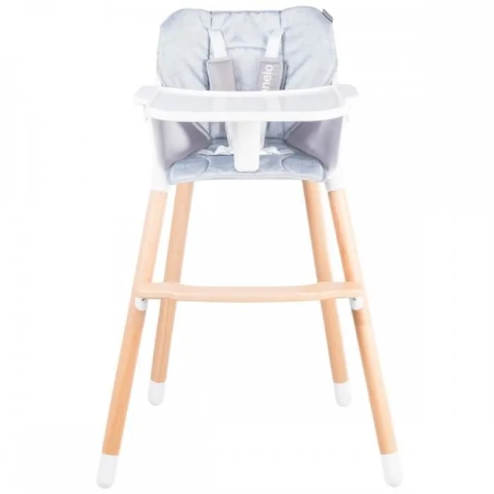 LIONELO Chaise haute évolutive bébé Koen en bois style Scandinave - Gris-1