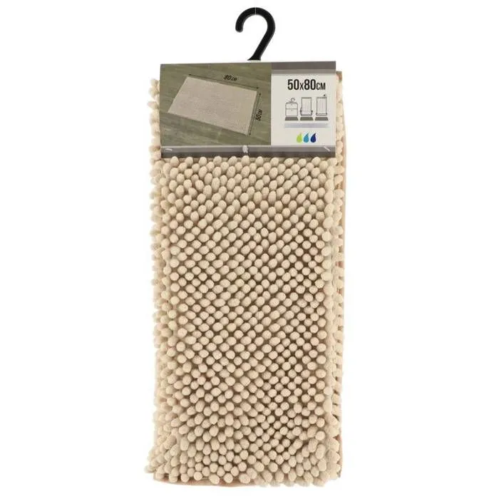 TENDANCE - Tapis de salle de bain Naturel en Microfibre Boules 50 x 80 cm-1