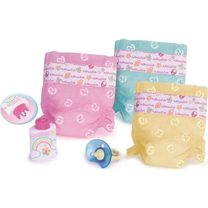 Coffret de 3 couches Nenuco colorées pour poupées 40/43cm - NENUCO - Les Couches En Couleurs-0