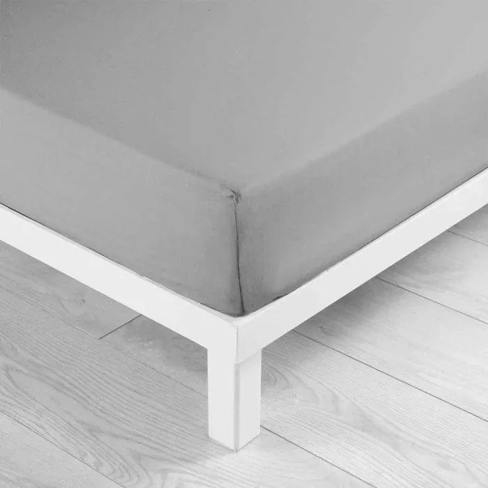 Drap Housse en Coton "Biolina" 140x190cm Gris-1