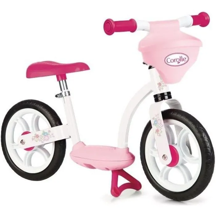 Draisienne - SMOBY - Corolle - Rose - 2 roues - Porte-poupon intégré-0