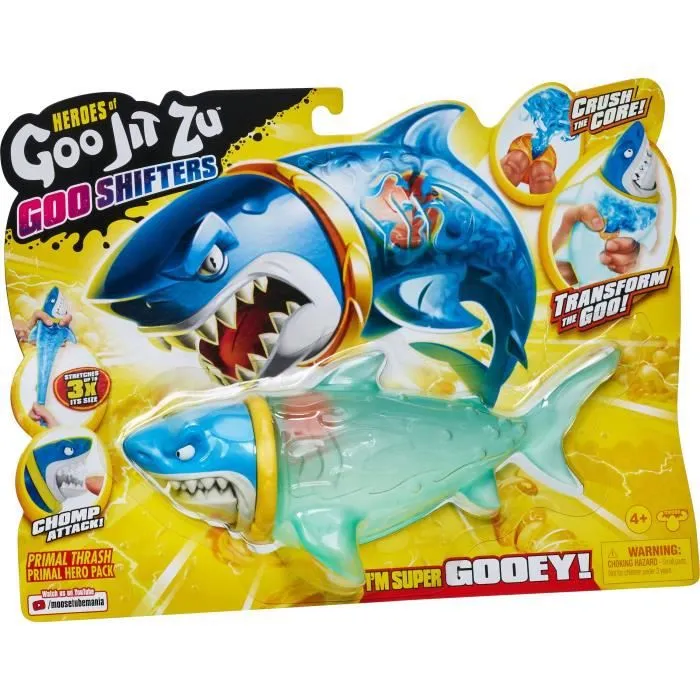 Figurine Requin Trash - MOOSE TOYS - Goo Jit Zu - Bleu - Extensible - 14 cm-0