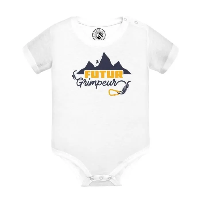 Body Bébé Manche Courte Blanc Futur Grimpeur Sport Outdoor Aventure Escalade-0